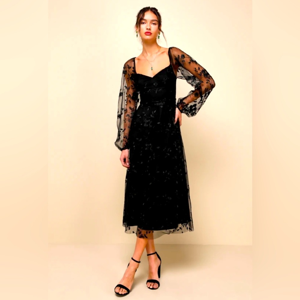 Darling Charisma Black Mesh
Embroidered Midi Dress Size M - NWT